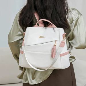 2025 옥스포드 천 스티치 여성용 배낭 도난 방지 백 지퍼 소녀 Schoolbag 캐주얼 여행 더블 어깨 배낭
