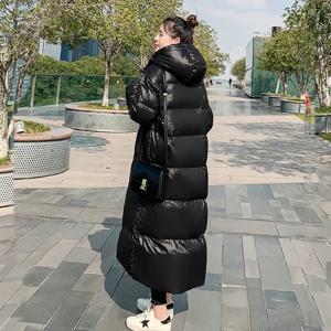2025 두꺼운 스노우 파카 패션 방풍 광택 다운 면 후드 여성 재킷, 루즈 롱 코트, 4XL 숙녀 외투, 겨울 신상