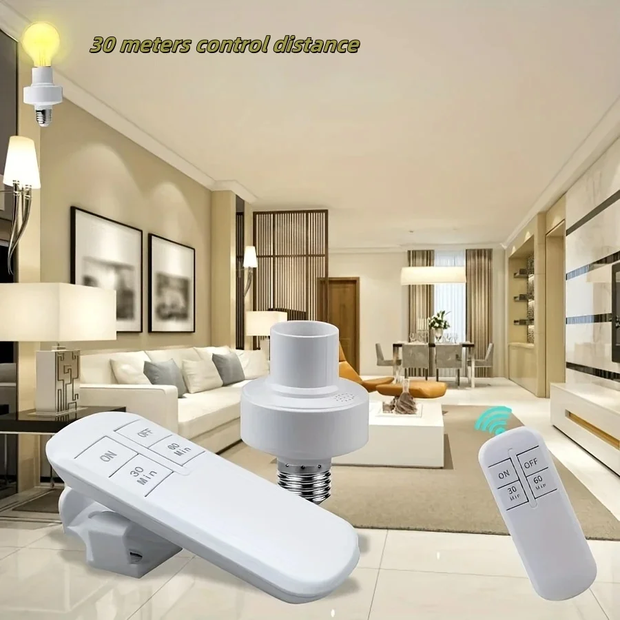 무선 E27 Led 램프 홀더 원격 스위치 타이머가있는 AC 110-240V 소켓 어댑터 변환기