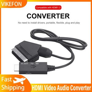 1080P SCART-HDMI 비디오 오디오 변환기 어댑터 케이블 남성-남성 SCART 입력-HDTV 스카이 박스 STB 플러그 플레이 용 HDMI 출력