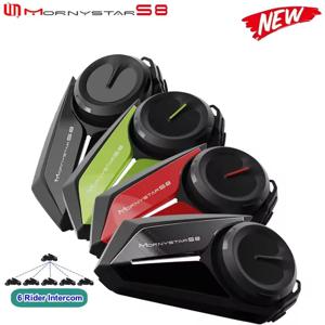 Monystar S8 오토바이 인터콤 헬멧 헤드셋 6 라이더, BT5.1 통신 인터폰, Intercomunicador Moto, 방수 FM