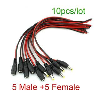 10 개/몫 2.1x5.5 Mm 남성 여성 플러그 12V Dc 전원 피그 테일 케이블 잭 Cctv 카메라 커넥터 꼬리 확장 12V DC 와이어