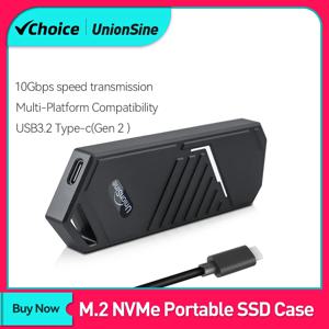 UnionSine M.2 SSD 인클로저 NVMe PCIE SSD 디스크 박스용 PCIe SSD 박스 NVMe M 키 솔리드 스테이트 드라이브 케이스 지지대 UASP, 10Gbps