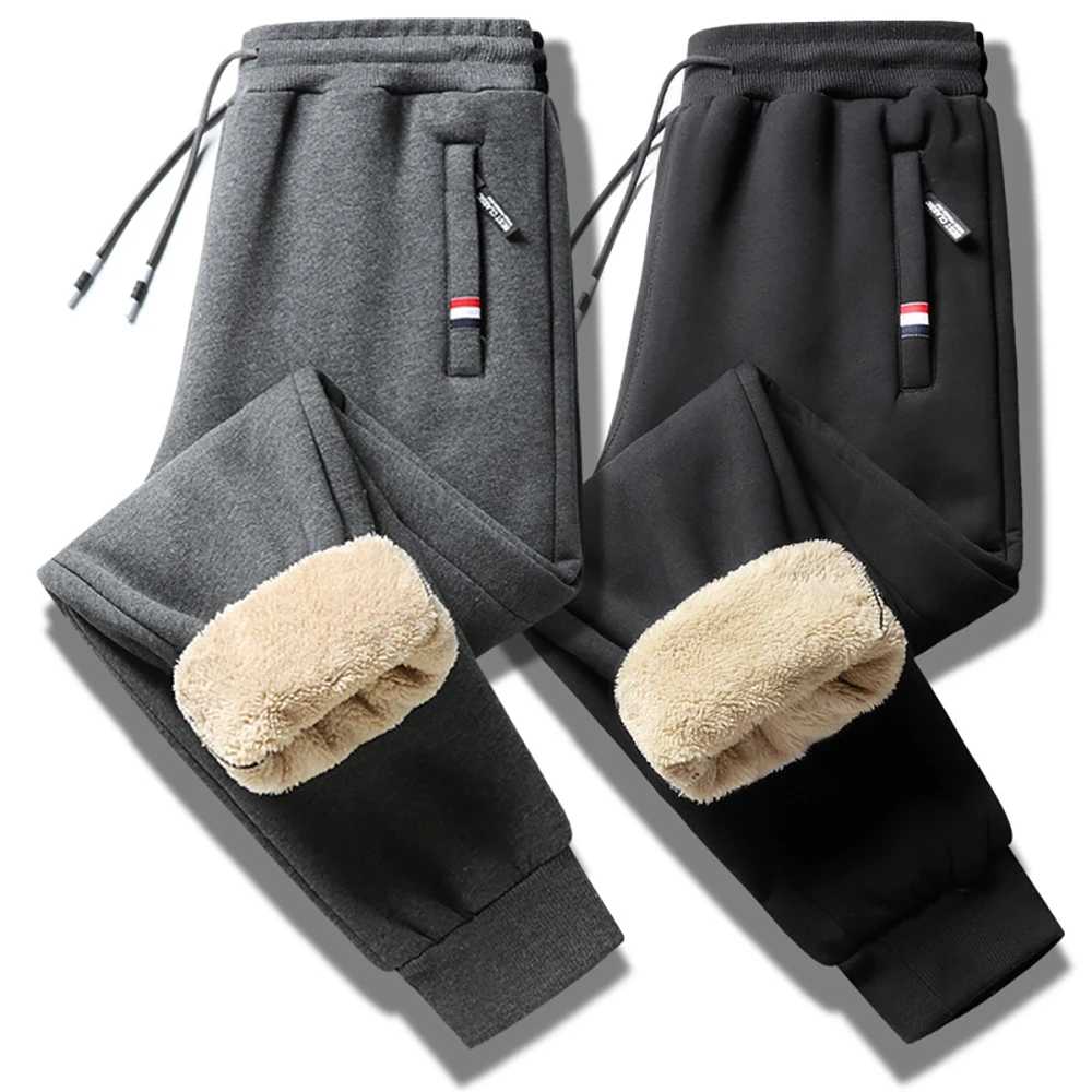 겨울 Lambswool 따뜻한 바지 남성 두꺼운 양털 열 바지 남성 피트니스 조깅 Drawstring 바지 남성 운동복