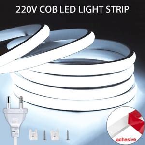 COB 스트립 LED 220v 고휘도 IP65 방수 야외 LED 스트립 220V LED 리본 유연한 테이프 홈 정원 장식