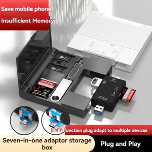다기능 6 inOneCardReader OTG iPhone Type-C 마이크로 SD 카드FlashDrive 지능형 스토리지 카드 TF SD 카드 리더기StorageBox