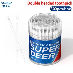 300Pcs 양방향 Flosser 이쑤시개 일회용 치간 칫솔 치실 선택 구강 청소 위생 치아 관리 스틱
