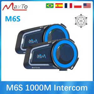 Maxto M6s 오토바이 블루투스 헬멧 헤드셋, 인터콤 거리 1000 m, 음악 공유 지원, BT5.0 IP67 방수