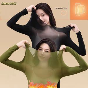 겨울 가을 여성 열 속옷 긴 소매 Bottoming 셔츠 풀오버 탄성 캐주얼 솔리드 숙녀 기본 열 탑 2025