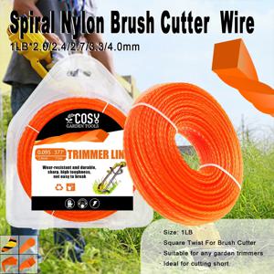 1LB 115m*2.4mm/2.7mm/3mm/3.5m/4mm 잔디 트리머 라인 나일론 나선형 브러시 커터 로프 잔디 트리머 라인 잔디 깎는 기계 교체