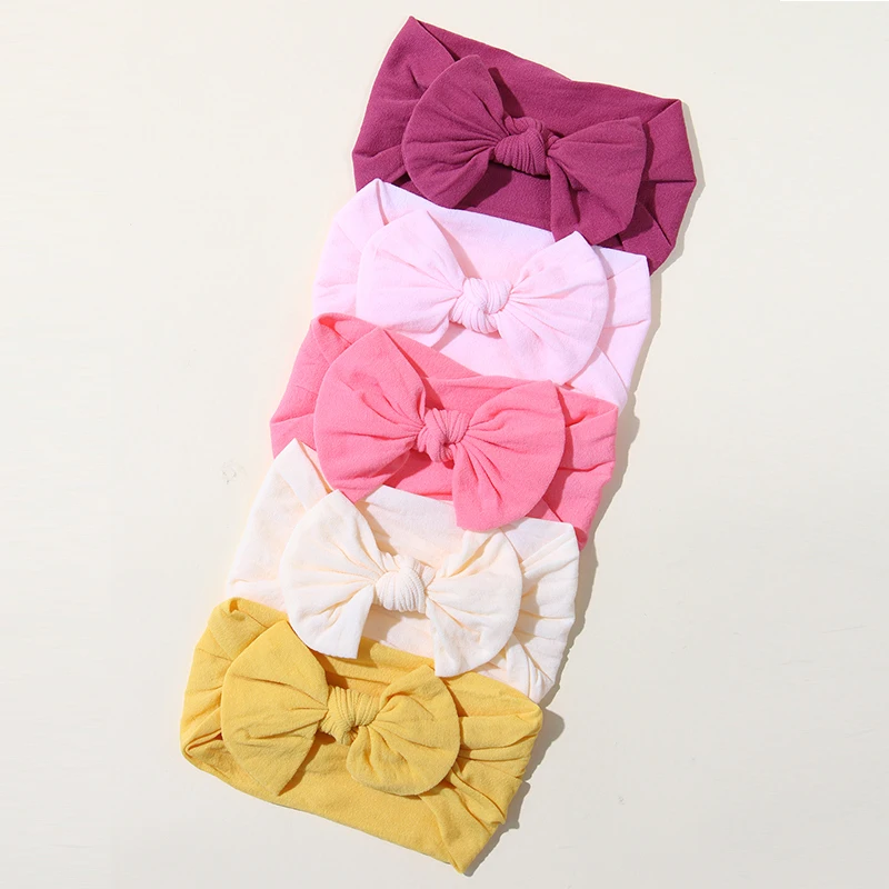 5 개/대 아기 머리띠 귀여운 Bowknot 신생아 소녀 헤어 밴드 부드러운 탄성 키즈 헤어 액세서리