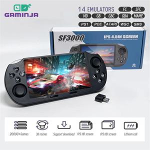 GAMINJA SF3000 4.5 인치 IPS 스크린 휴대용 휴대용 게임 플레이어 레트로 비디오 게임 콘솔 PS1/GBA/SFC 용 20000 + 게임 내장