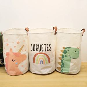 대용량 아기 용품 바구니 기저귀 캐디 주최자 접이식 만화 인쇄 더러운 옷 양동이 장난감 보관 바구니