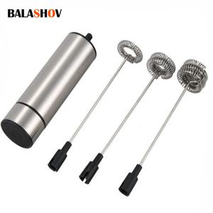 전기 털 헤드 우유 Frother 무선 핸드 헬드 강력한 폼 털 메이커 커피 카푸치노 용 스테인레스 스틸 스프링 믹서
