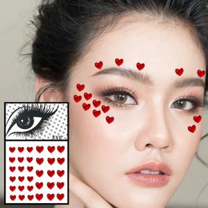 붉은 심장 얼굴 보석 임시 문신 눈 이마 다이아몬드 보석 메이크업 스티커 스파클 워터 드롭 보석 네일 아트 축제