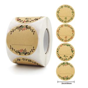 50-500Pcs 2 인치 크래프트 종이 꽃 감사합니다 선물 카드 패키지 파티 포장 베이킹 중소기업을위한 라벨 스티커