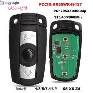 Jingyuqin 315/433/868Mhz 자동차 원격 스마트 키 BMW 1/3/5/7 시리즈 X5 X6 Z4 CAS3 시스템 KR55WK49127 PCF7953/ID46 칩