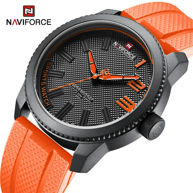 NAVIFORCE 최고 럭셔리 브랜드 쿼츠 시계 남자 실리콘 스트랩 군사 시계 30ATM 방수 손목 시계 Relogio Masculino 2022