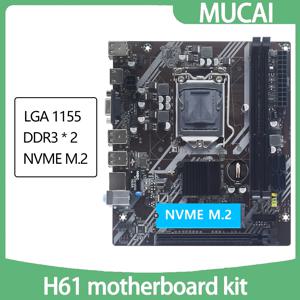 Intel Core CPU 2세대 및 3세대와 호환되는 MUCAI H61 마더보드 LGA 1155 키트는 M.2 NVME SDD를 지원합니다.