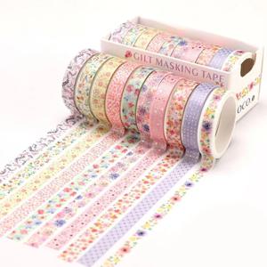 10 개/상자 골드 호일 Washi 테이프 Kawaii 스크랩북 저널 플래너 스티커 DIY 마스킹 테이프 한국어 편지지 사무용품