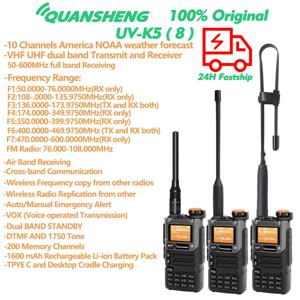 워키 토키 Quansheng UV K5 (8) 휴대용 Am Fm 양방향 라디오 정류자 스테이션 아마추어 햄 무선 세트 장거리 수신기