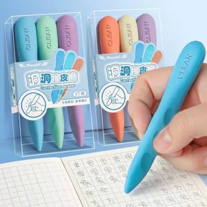 3 개/상자 크리 에이 티브 만화 소프트 더블 헤드 슈퍼 큰 구멍 귀여운 지우개 학생 연필 지우개 학교 Kawaii 편지지 용품