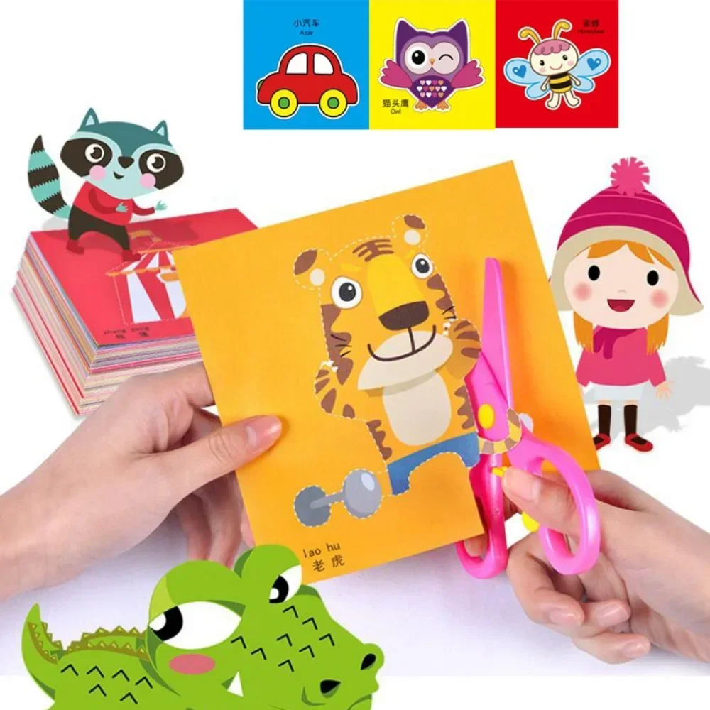 48Pcs 수제 종이 컷 책 어린이 공예 장난감 DIY 만화 Scrapbooking 종이 아트 장난감 어린이 학습 장난감 어린이 선물