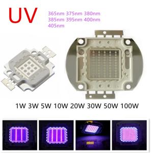 UV led 3W 5W 10W 20W 30W 50W 100W 높은 전원 빛 UV 보라색 LED 365nm 385nm 395nm 400nm 405nm 410nm 자외선 전구 led 칩