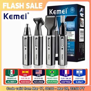 Kemei KM-66304-in-1 남성용 개인 관리 도구용 전문 전기 충전식 코 및 귀 헤어 트리머 면도기
