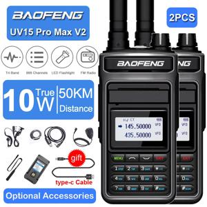Baofeng UV15 Pro Max V2 10W 고출력 워키토키 장거리 999CH UHF VHF 듀얼 밴드 CB FM 라디오 양방향 라디오 스테이션, 2 개