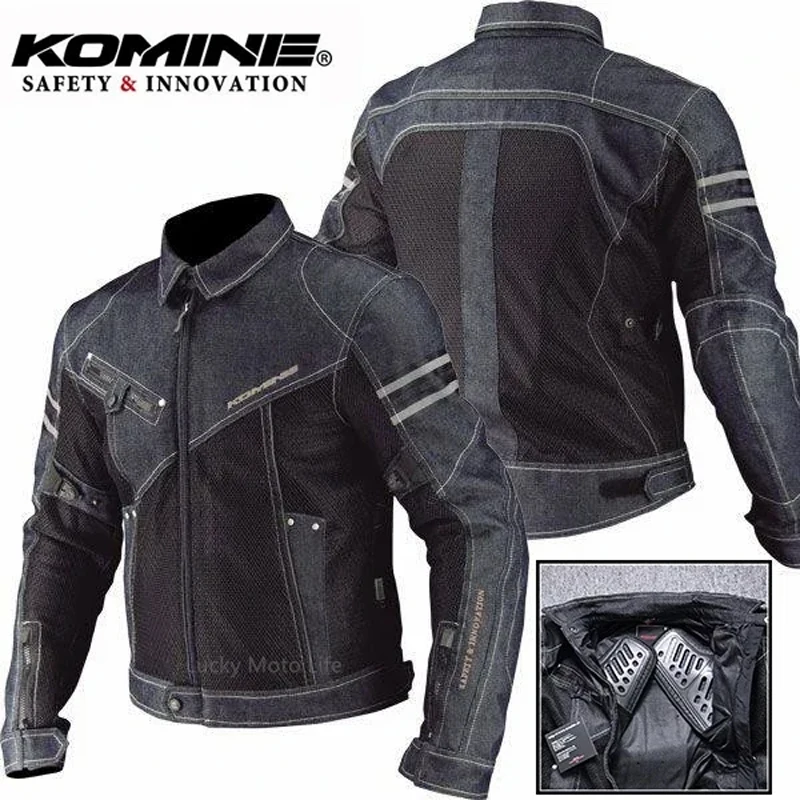 KOMINE JK006 자켓 봄 통기성 데님 메쉬 레이싱 라이드 고성능 드롭 저항 의류 오토바이 자켓