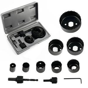 11Pcs 구멍 톱 키트 나무 PVC 및 플라스틱에 대 한 내구성 탄소 철강 금속 원형 전원 드릴 구멍 커터