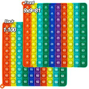 9x9 곱셈 1-100 Fidget Pop 장난감 계산, 실리콘 푸시 버블 팝 수학 학습 숫자 어린이를위한 교육 장난감 선물