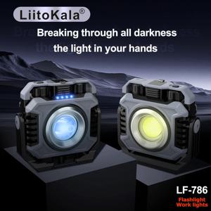 LiitoKala LF-786 작업 조명+26650 5000mAh 배터리 COB 1500ML TG3 600ML Type-C 충전기 USB 출력