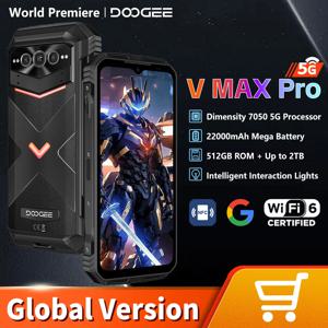 DOOGEE V MAX PRO 5G 러기드 스마트폰, 디멘시티 7050, 12GB + 512GB, 6.58 인치, 120Hz 스크린, 108MP 카메라, 안드로이드 14, 월드 프리미어