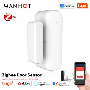 Tuya Zigbee 스마트 도어 및 창 센서 자기 보안 알람 기록 Alexa Google Assistant 용 스마트 라이프 APP 원격 모니터
