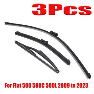 전면 후면 와이퍼 블레이드 세트, Fiat 500 500C 500L 2009-2023 앞유리 뒷문 창 브러시, 자동차 부품, 3 개, 신제품