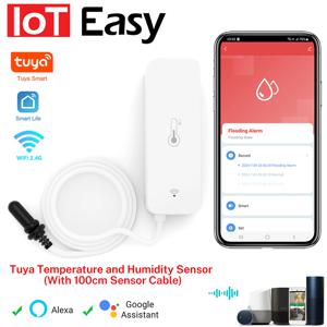 스마트 홈 습도계 용 외부 프로브가있는 Tuya WiFi 온도 습도 센서 식물 수족관 와이너리 용 APP 모니터링
