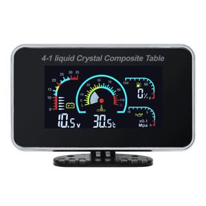 2 In 1 / 3 In 1 / 4 In 1 LCD 디지털 오일 압력 게이지 전압계 연료 레벨 미터 1/8 NPT 오일 프레스 센서 + 수온 센서