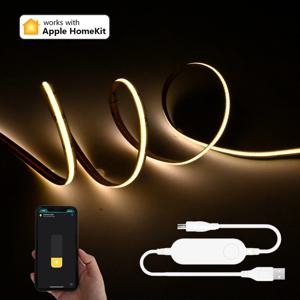 USB Homekit WiFi COB LED 스트립 5V 1m 2m 3m 4m 5m 따뜻한 흰색 유연한 디밍이 가능한 옷장 쇼케이스 TV 조명 Siri 음성 제어