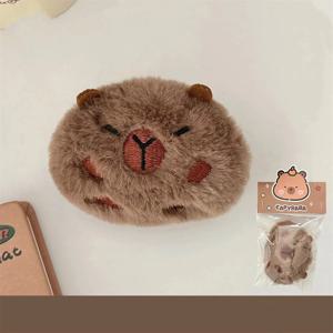 귀여운 플러시 Capybara 키 체인 만화 가방 펜던트 Capybara 인형 브로치 푹신한 동물 인형 열쇠 고리 펜던트 남성 여성