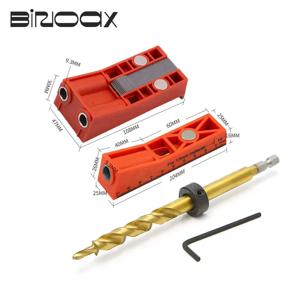 Binoax 포켓 홀 클램프 앵글 드릴 가이드 키트 경사 홀 펀치 스톱 칼라가 있는 트위스트 스텝 드릴 비트