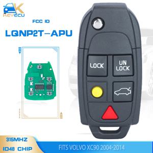 KEYECU LQNP2T-APU 5 버튼 원격 키 열쇠가없는 315MHz ID48 칩 Fob for Volvo XC70 XC90 S60 S70 S80 V70 2004-2015