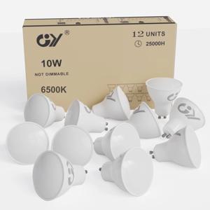 GY GU10 LED 전구 10W 1100 루멘, 100W 할로겐 교체, 120 °   와이드 빔 비조광 GU10 LED 전구