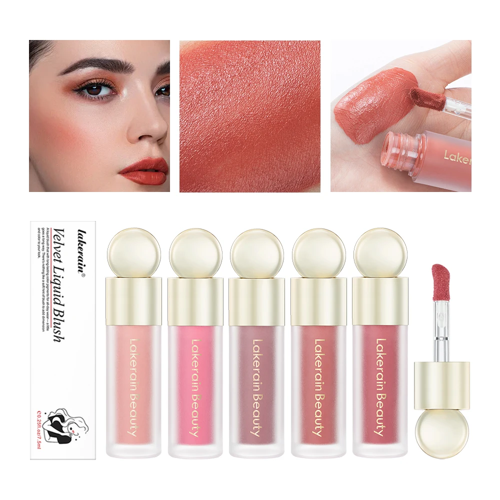 7.5ml 매트 리퀴드 블러쉬 벨벳 블러셔 오렌지 피치 페이스 안료 지속되는 뷰티 내추럴 뺨 틴트 크림 방수 블러쉬
