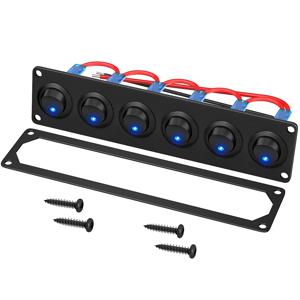 DaierTek 6 갱 스위치 패널 12V 보트 로커 토글 스위치 패널 RV 자동차 트럭 해양 용 12 VDC 20A 3 핀 SPST On-Off 스위치
