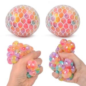 레인보우 비드 압력 감소 공 Squishy Fidget Toys 재미 있은 스트레스 릴리버는 어린이와 성인을위한 압력 소품을 줄입니다.