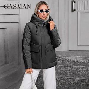 GASMAN 2024 겨울 다운 재킷 컬렉션 패션 솔리드 스탠드 칼라 여성 코트 우아함 후드 여성 재킷 83278