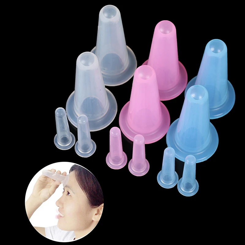 얼굴 목 마사지 안티 셀룰라이트 흡입 컵에 대 한 4pcs 실리콘 진공 부항 캔