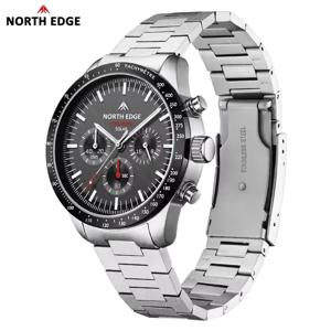 NORTH EDGE 2025 LONGWINGS 남자 쿼츠 시계 태양열 발전 스톱워치 방수 50M 316 전체 스테인레스 스틸 빛나는 파일럿 시계